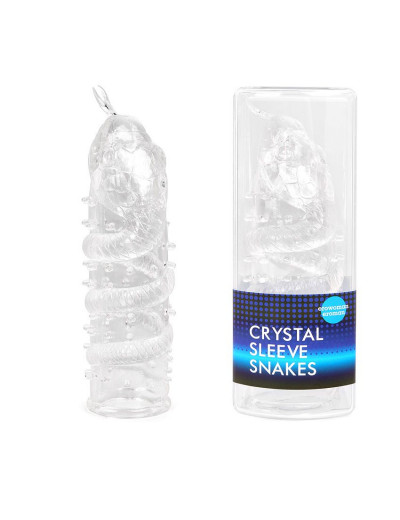 Закрытая рельефная насадка Crystal sleeve snakes в виде змеи с усиками - 14 см.