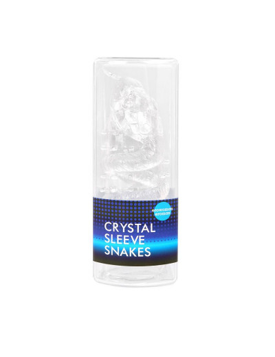 Закрытая рельефная насадка Crystal sleeve snakes в виде змеи с усиками - 14 см.