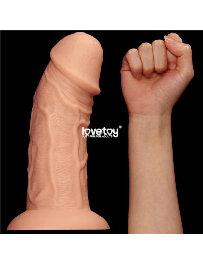 Телесный фаллоимитатор-гигант 9.5 Realistic Curved Dildo - 24 см.