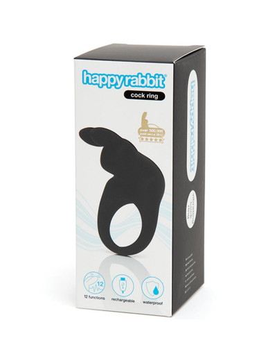 Черное эрекционное виброкольцо Happy Rabbit Rechargeable Rabbit Cock Ring