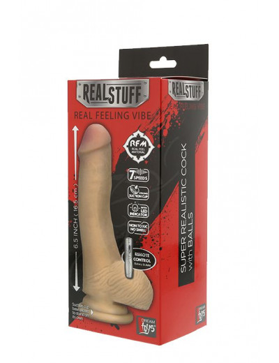 Реалистичный телесный вибромассажёр REALSTUFF 6.5INCH VIBRATOR - 16,5 см.