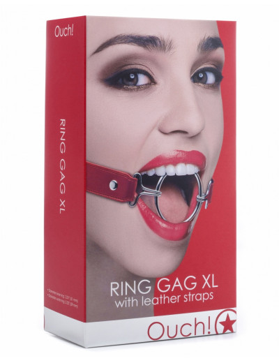 Расширяющий кляп Ring Gag XL с красными ремешками