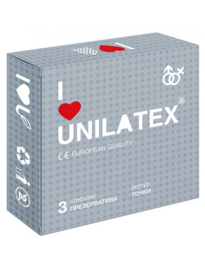 Презервативы с точками Unilatex Dotted - 3 шт.