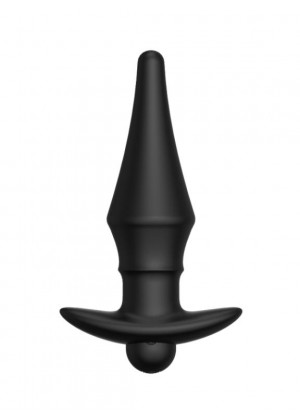 Черная перезаряжаемая анальная пробка №08 Cone-shaped butt plug - 13,5 см.