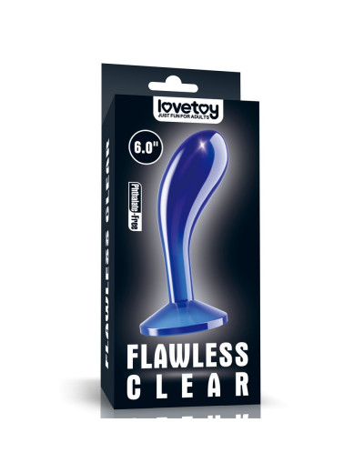 Синяя анальная втулка Flawless Clear Prostate Plug 6.0 - 15 см.