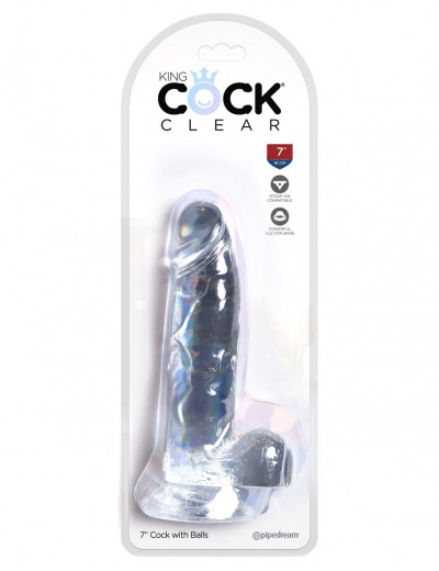 Прозрачный фаллоимитатор 7  Cock with Balls - 20,3 см.