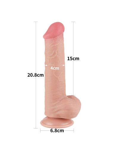 Телесный фаллоимитатор 8 Sliding Skin Dual Layer Dong - 20,8 см.