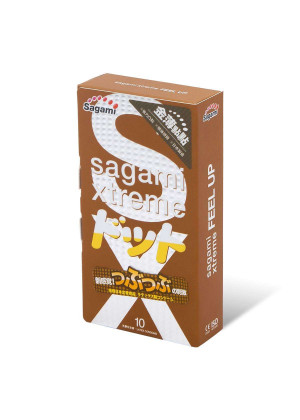 Презервативы Sagami Xtreme Feel Up с точечной текстурой и линиями прилегания - 10 шт.