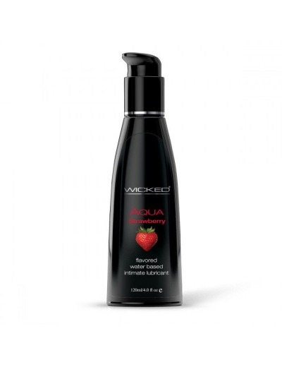 Лубрикант с ароматом клубники Wicked Aqua Strawberry - 120 мл.