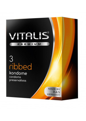 Ребристые презервативы VITALIS PREMIUM ribbed - 3 шт.