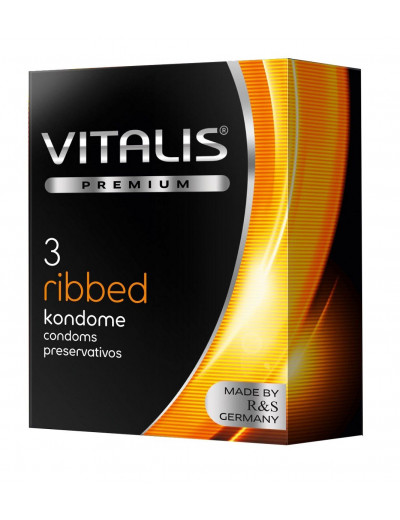 Ребристые презервативы VITALIS PREMIUM ribbed - 3 шт.