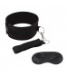 Черный ошейник с длинным поводком Collar and Leash Set