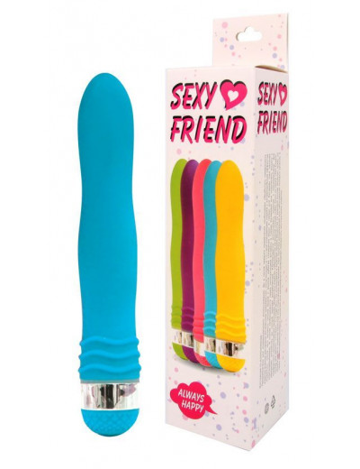 Голубой эргономичный вибратор Sexy Friend - 17,5 см.