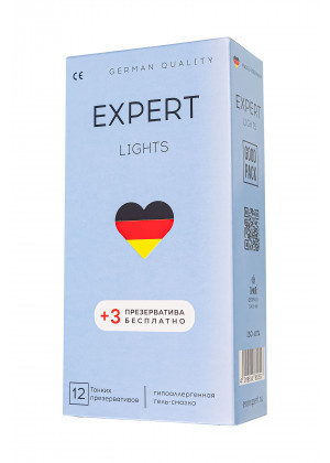 Ультратонкие презервативы EXPERT Lights - 12 шт.(+3 в подарок)