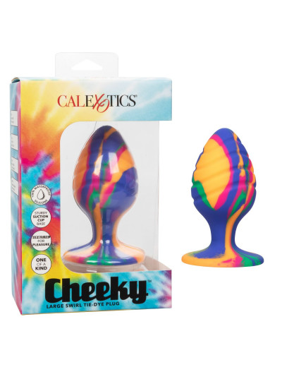 Яркая анальная пробка Cheeky Large Swirl Tie-Dye Plug - 9 см.