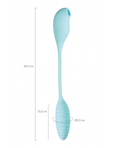 Голубое виброяйцо с вакуум-волновым стимулятором клитора Roow