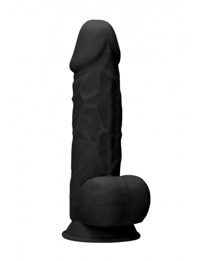 Черный фаллоимитатор Realistic Cock With Scrotum - 21,5 см.