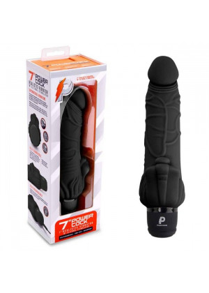 Черный вибратор-реалистик с клиторальными лепестками 7  Realistic Vibrator - 21,5 см.