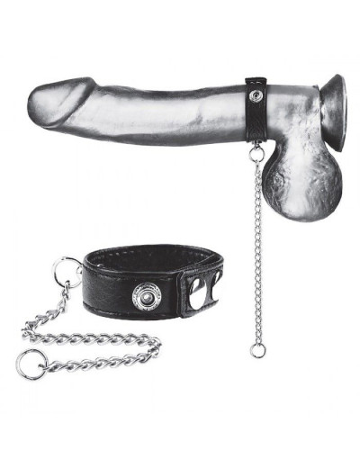 Утяжка на пенис с поводком Snap Cock Ring With 12  Leash