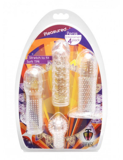 Набор из 4 насадок на член Pleasured Penis Enhancement Sleeve 4 Pack