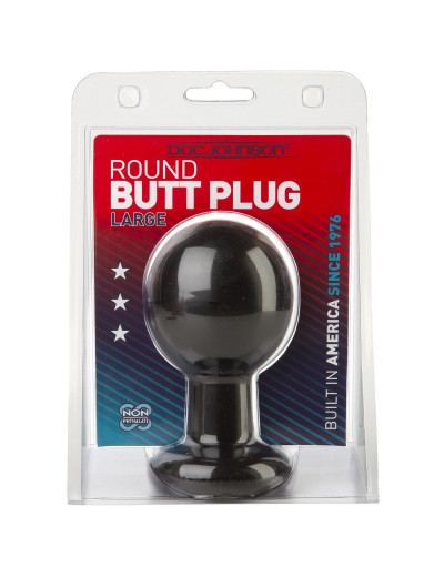 Круглая черная анальная пробка Classic Round Butt Plugs Large - 12,1 см.