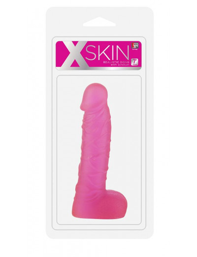 Розовый фаллоимитатор XSKIN 7 PVC DONG TRANSPARENT PINK - 18 см.