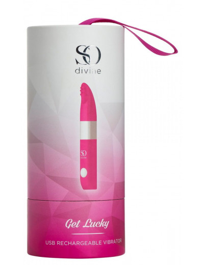 Ярко-розовый вибростимулятор Get Lucky USB Vibrator - 12 см.