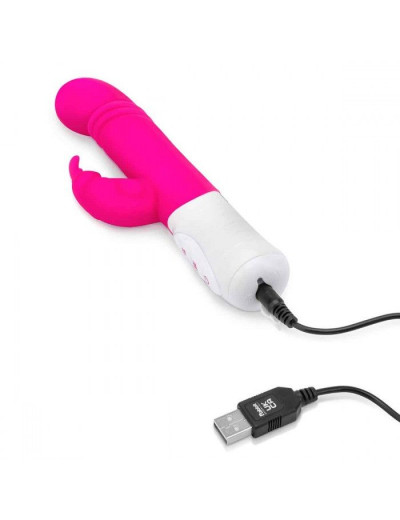 Розовый массажер для G-точки Slim Shaft thrusting G-spot Rabbit - 23 см.