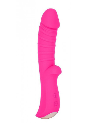 Ярко-розовый вибромассажер 5  Silicone Wild Passion - 19,1 см.