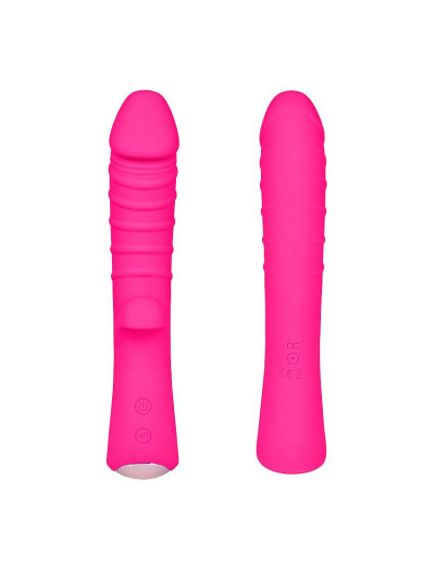 Ярко-розовый вибромассажер 5  Silicone Wild Passion - 19,1 см.