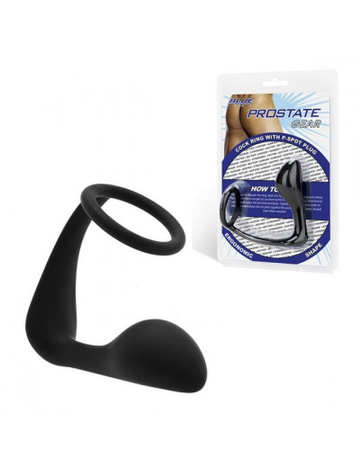 Стимулятор простаты с фиксацией эрекционным кольцом Prostate Gear