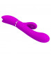 Лиловый вибратор-кролик с подвижной клиторальной щеточкой Clitoris Vibrator - 20,8 см.