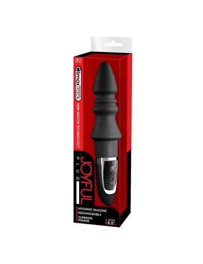 Черный конический анальный вибромассажер-ёлочка JOYFUL PLUG VIBRATOR 5.5INCH - 14 см.