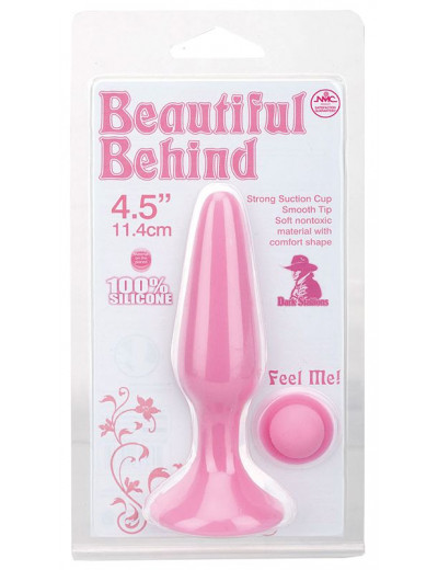 Розовая анальная пробка BEAUTIFUL BEHIND SILICONE BUTT PLUG - 11,4 см.