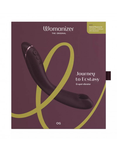 Сливовый стимулятор G-точки Womanizer OG c технологией Pleasure Air и вибрацией - 17,7 см.