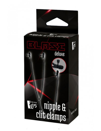 Черные зажимы на соски и клитор на цепочке DELUXE NIPPLE   CLIT CLAMPS