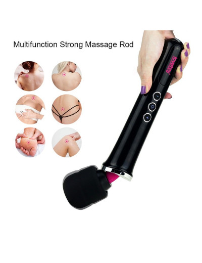 Черный вибростимулятор Training Master Ultra Powerful Rechargeable Body Wand - 30,5 см.