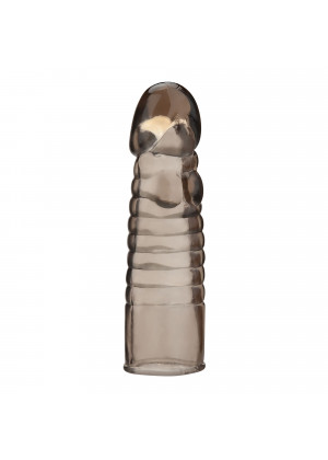 Дымчатая насадка-удлинитель Ribbed Realistic Penis Enhancing Sleeve Extension - 15,2 см.