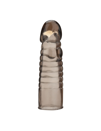 Дымчатая насадка-удлинитель Ribbed Realistic Penis Enhancing Sleeve Extension - 15,2 см.